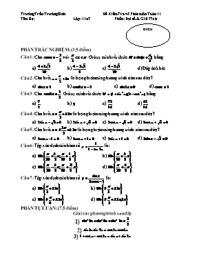 Đề kiểm tra 45 phút môn Toán 11 - Phần Đại số & giải tích